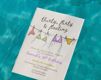 Editable Pool Party 30th Birthday Invitation, Summer Any Age Template, Digital Instant Download
