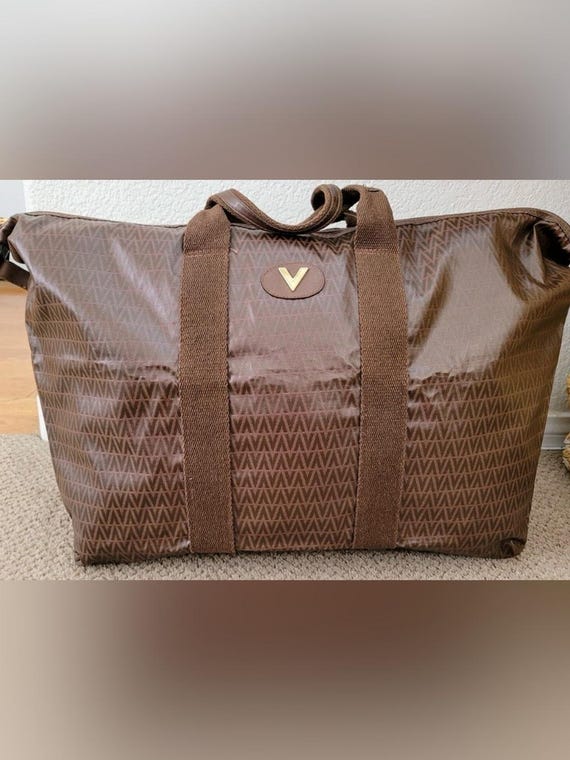 Mario Valentino Tote Monogram Foldable Overnight Bag Men's Weekend Duffel Bag