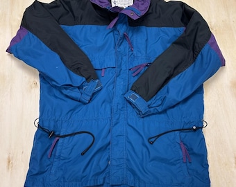 Vintage Columbia Jacka Herr Stor Blå Nylon Parka Radial Sleeve Ski Retro