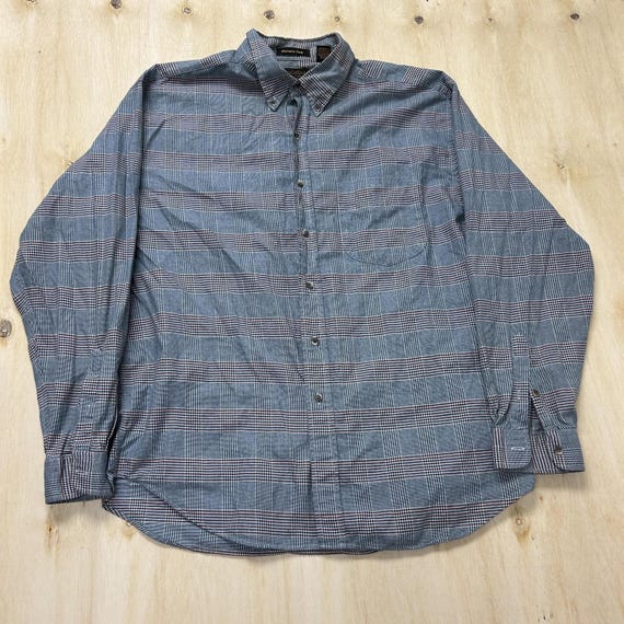 Eddie Bauer, Vintage Eddie Bauer Shirt Mens XL Blue Long Sleeve Ramston Twill Button Down