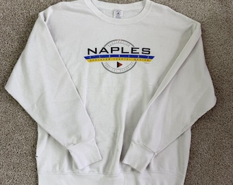 Vintage Naples Florida Sweatshirt Mens XL White Fleece Crewneck Delta Beach