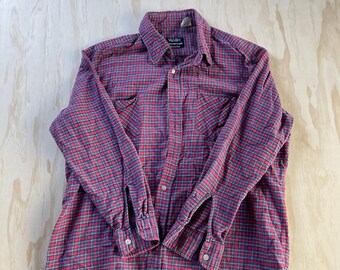 Vintage Vanert Flannel Shirt Mens XL Red Plaid Long Sleeve Button Up Workwear