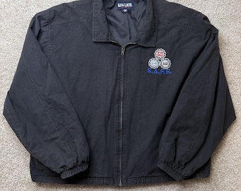 Vintage King Louie Jacke Männer XL Schwarz Canvas Bomber Zip S.A.F.E. Union Arbeitskleidung