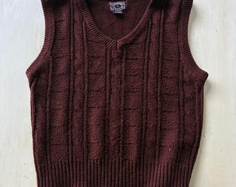 Vintage Country Touch Pullover Weste Herren Medium Red Zopfmuster Acryl Pullover