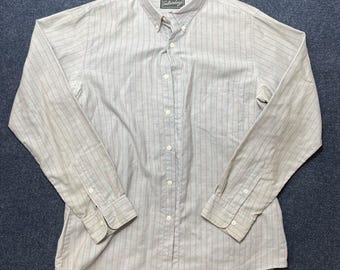 Vintage Saturdays Shirt Mens Large Gray Stripe Long Sleeve Button Down Casual