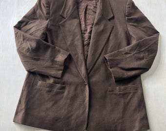 ヴィンテージ アルフレッド・ダナー ブレザー ジャケット レディース 18 ブラウン ワンボタン 裏地付き USA キャリア