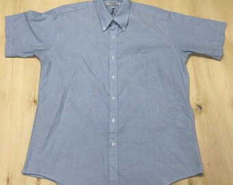 Camisa vintage Cotton Club de Chapel Hill para hombre, talla grande, azul, manga corta con botones.