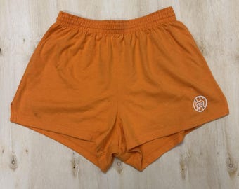 VintageSoffe レディース ショートパンツ Lサイズ オレンジ 2.5インチ 伸縮性 バレーボール チア アスレチック