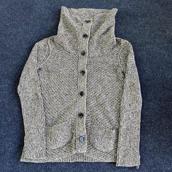 Calvin Klein Jeans, Vintage Calvin Klein Jeans Cardigan Sweater Women XS Turtleneck Herringbone Knit