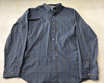 Vintage McGregor Shirt Mens XL Blue Plaid Long Sleeve Button Up Classic Fit