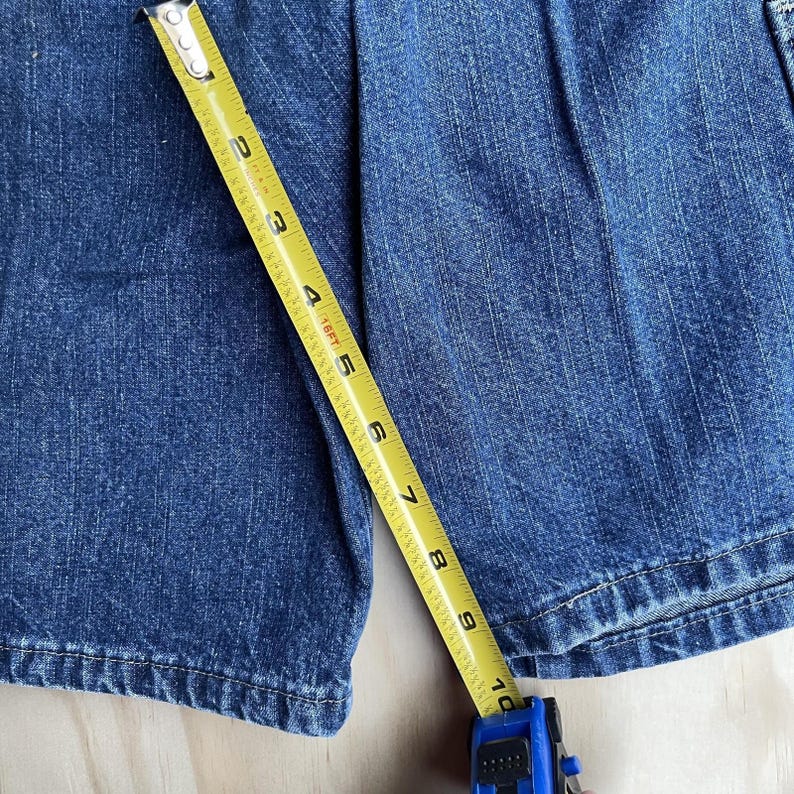 Y2K Wrangler Jeans Co Cargo Shorts Boys 14 Blue Denim Carpenter Utility Pockets image 7