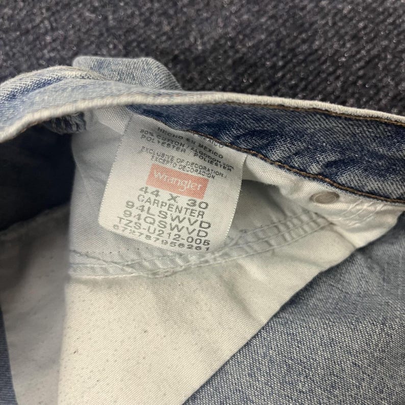 Y2K Wrangler Carpenter Jeans Mens 44x30 Light Denim Relaxed Straight Workwear image 4