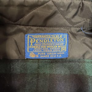 Vintage Pendleton Shirt Mens Med Green Flannel Lined Button Up Wool Long Sleeve image 2