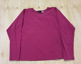 Vintage Liz Sport Shirt Womens Medium Pink Stretch Long Sleeve Crew Neck Jersey