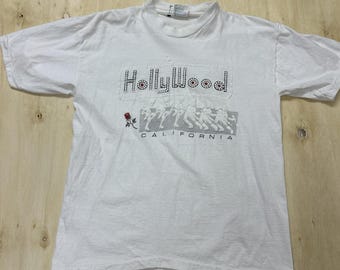 Vintage Hollywood California Shirt Mens Large White Tee-Paradise TOS Tee T-Shirt