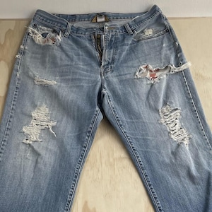ラッキーブランド パッチワーク デニム ブーツカット 14 青 綿 Lucky