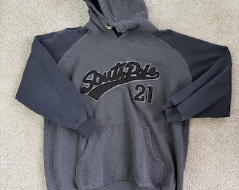 Y2K Southpole Hoodie Mens XL Gray Fleece Pullover South Pole 21 Sweatshirt
