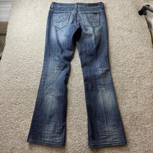 Y2K Seven7 Bootcut Jeans Women 8 Med Wash Blue Stretch Denim Embroidered Pockets image 3