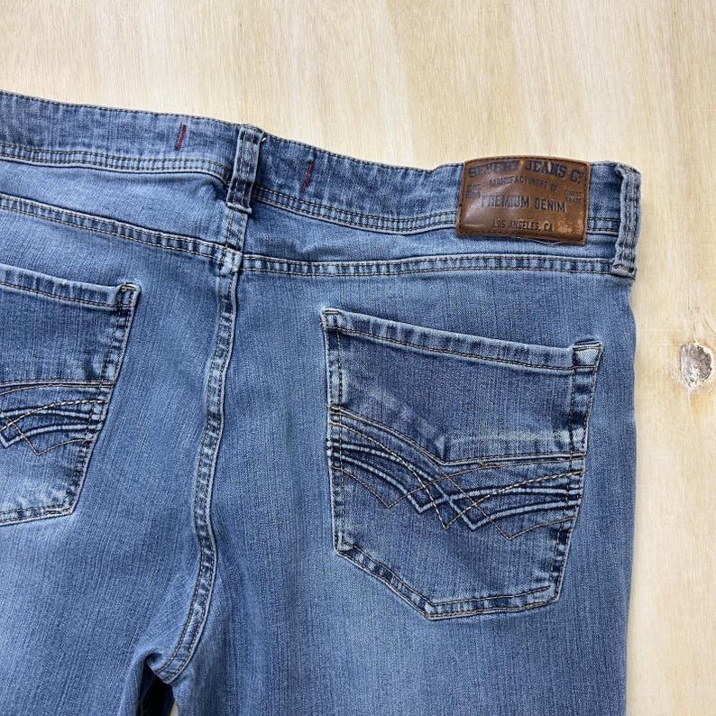 Y2K Seven7 Straight F1 Jeans Mens 36x32 Medium Blue Denim Regular Stretch Casual image 11