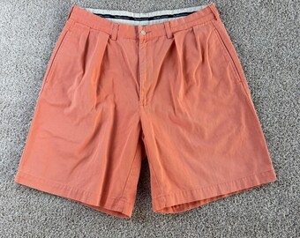 Vintage Polo Ralph Lauren Chino Shorts Mens 34 Orange Pleated Cotton Casual