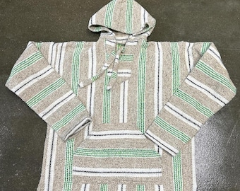 Sudadera con capucha Vintage Earth Ragz a rayas, talla mediana, estilo Drug Rug