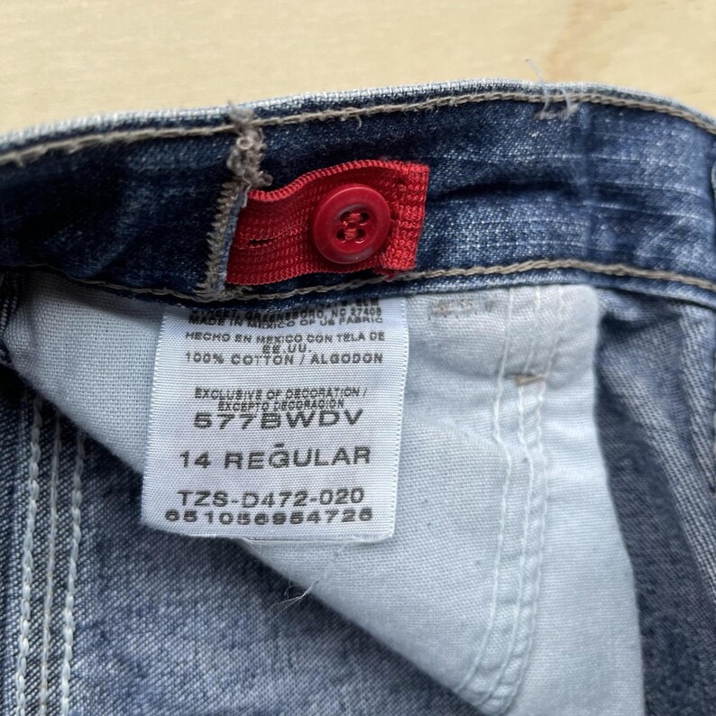 Y2K Wrangler Jeans Co Cargo Shorts Boys 14 Blue Denim Carpenter Utility Pockets image 2
