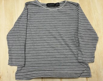 Y2K All Points By Reference Point Shirt Womens Medium Gray Striped Long Sleeve