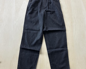 Pantalones Vintage The Icing para mujer, talla 4, de sarga negra, chinos plisados con estampado animal y bolsillos.
