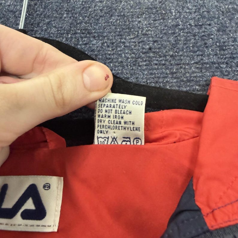 Vintage jaren 90 FILA windjack heren med blauw rood full zip colorblock Italia afbeelding 4