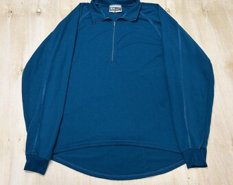 Maillot de ciclismo vintage Nashbar para hombre, talla grande, color azul, marca Akwatek, manga larga, cremallera de 1/4.