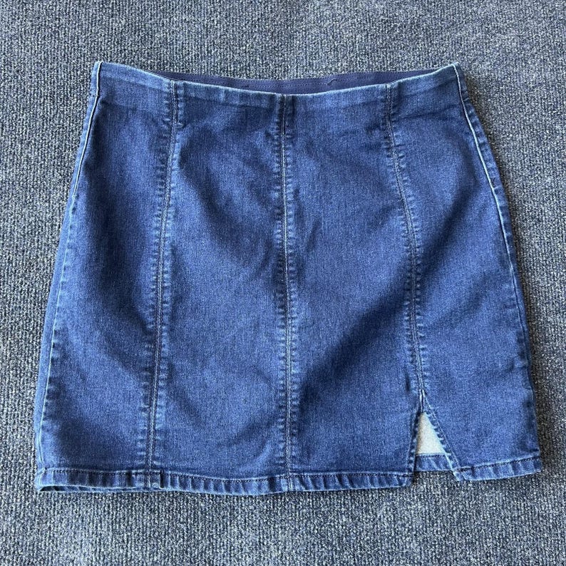 Free People Denim Skirt Womens Large Jean Mini Slit Stretch Casual Y2k image 1