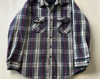 Vintage FiveBrother Shirt Mens Large Multicolor Plaid Lined Flannel Shacket