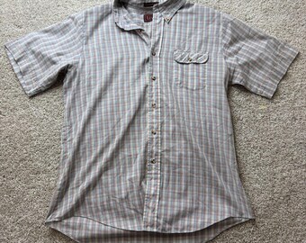 Vintage Levi's Herrskjorta Stor Blå Rutig Kortärmad Knappknäppt Sommarskjorta