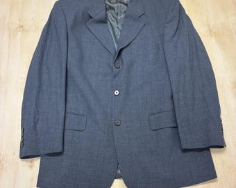 Vintage Claiborne Blazer Mens 42 Blue Button Sport Coat Suit Jacket Classic