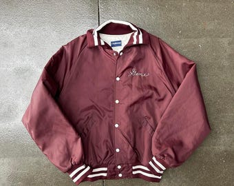 Vintage jaren 90 tops holloway Speers golfbaan heren maat XL satijnen Varsity Jacket