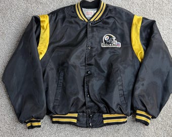 Chaqueta vintage de los Pittsburgh Steelers para hombre, talla L, color negro, de la NFL, estilo Swingster, fabricada en EE. UU., años 80.