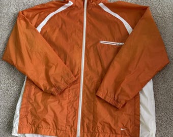 Y2K Nike Jacket Mens 2XL Orange Full Zip Windbreaker Colorblock Running Athletic