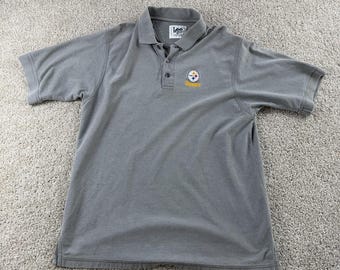 Polo vintage de los 90 de los Pittsburgh Steelers para hombre, talla grande, gris, NFL Lee Sport Golf