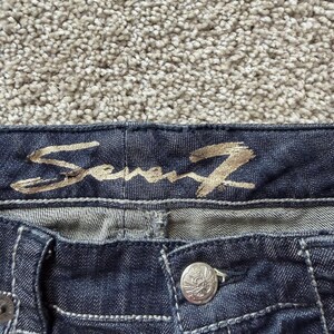 Y2K Seven7 Bootcut Jeans Women 8 Med Wash Blue Stretch Denim Embroidered Pockets image 4