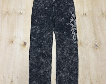 Leggings Y2K Paris Angel para mujer, talla M, color negro, tiro alto, capri de punto con pedrería.