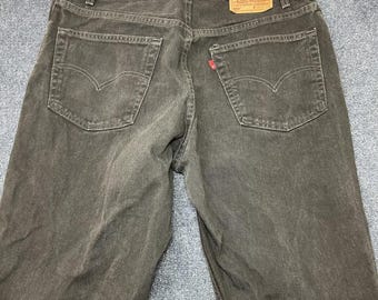 Vintage Levis 550 Jeans Mens Black Charcoal Denim Relaxed Tapered Zip Fly 38x32
