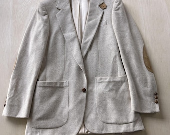 Vintage David George Blazer, Herren, Größe 34, Weiß, Wolle, Sportjacke mit Ellbogenausschnitt