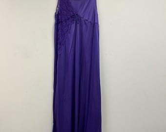 Vintage UndercoverWear Slip Dress Women Large Purple Satin Lace Chemise Lingerie