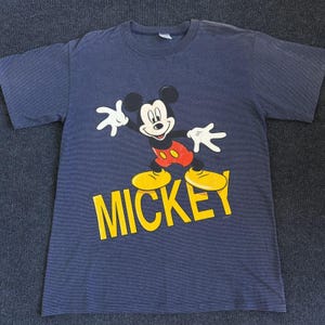 Vintage Disney Mickey Mouse Shirt Mens Large Blue Velva Sheen Tee T-Shirt USA image 1