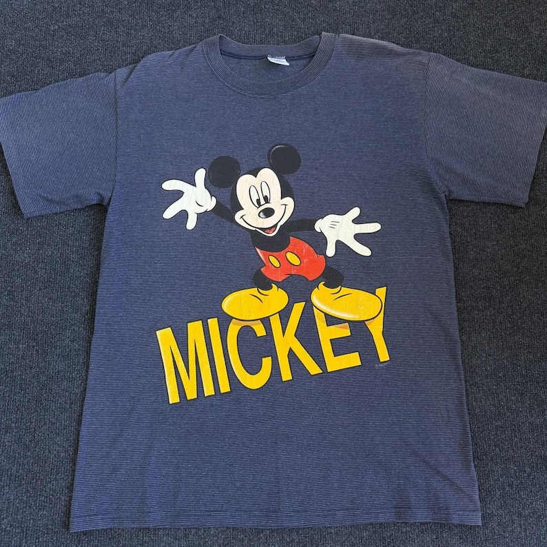 Vintage Disney Mickey Mouse Shirt Mens Large Blue Velva Sheen Tee T-Shirt USA image 1