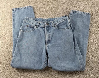 Jeans Lee Vintage para hombre, talla 34x30, lavado claro, corte recto, denim de algodón desgastado.