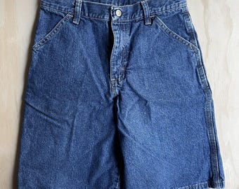 Spodenki cargo Wrangler Jeans Co. Y2K dla chłopców, rozmiar 14, niebieskie, dżinsowe, kieszenie użytkowe Carpenter