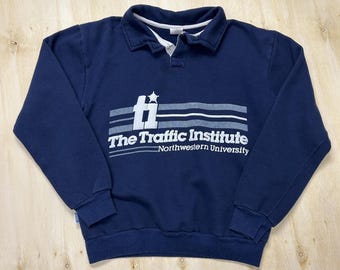 Sudadera vintage de los 80 del Instituto de Tráfico de Northwestern para hombre, talla M, color azul Dodger.