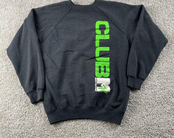 Felpa vintage MTV Club Hanes da uomo, taglia M, nera, girocollo, con grafica