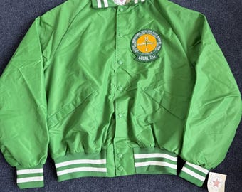 Vintage King Louie Pro Fit Jacket Mens Large Green Bomber Snap Union Local 751